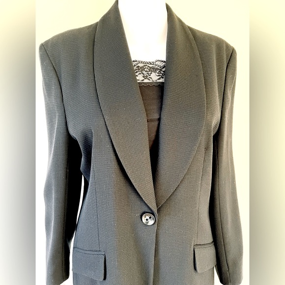 English Affinity Long Black Blazer & Mini Pencil Skirt 2 piece suit UK 14 US 10 - Picture 6 of 16
